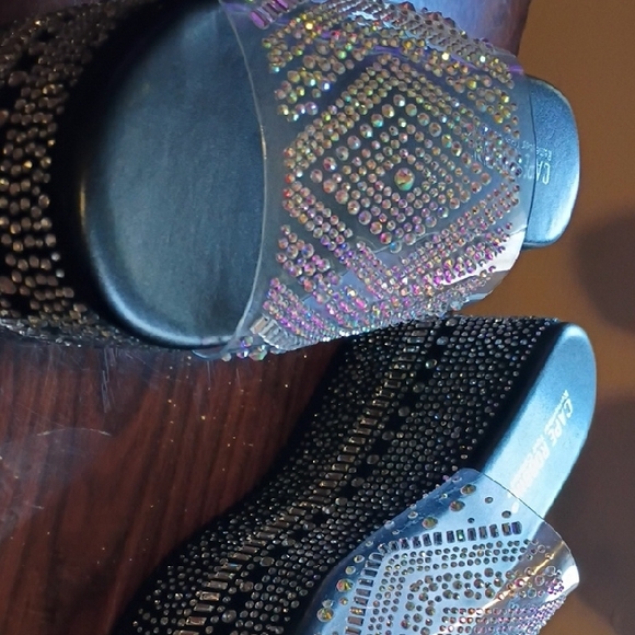 Embellished Black Platform Slide Sandals with Rhinestones - Picture 8 of 8